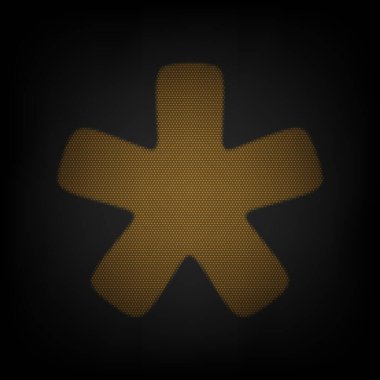 Asterisk yıldız işareti. Karanlıktaki küçük turuncu ampulün ızgarası gibi simge.