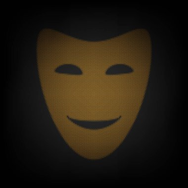 Komedi teatral maskeler. Karanlıktaki küçük turuncu ampulün ızgarası gibi simge.