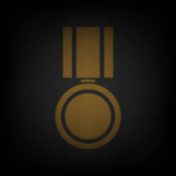 Madalya Işareti Çizimi Karanlıktaki Küçük Turuncu Ampulün Izgarası Gibi Simge — Stok Vektör