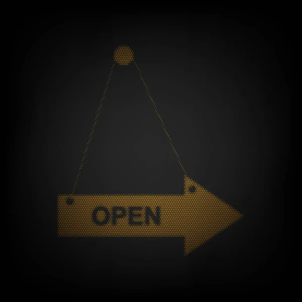 Open Sign Illustration Icon Grid Small Orange Light Bulb Darkness — Stock Vector