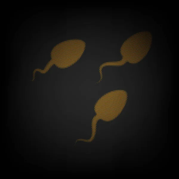 Sperma Jel Illusztráció Ikon Mint Rács Kis Narancssárga Izzó Sötétben — Stock Vector