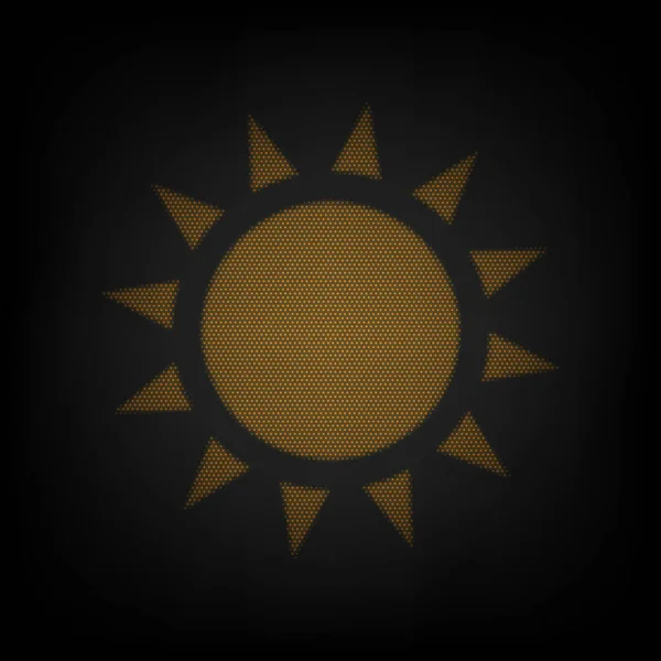 太陽のサインイラスト 暗闇の中の小さなオレンジ色の電球のグリッドとしてのアイコン — ストックベクタ