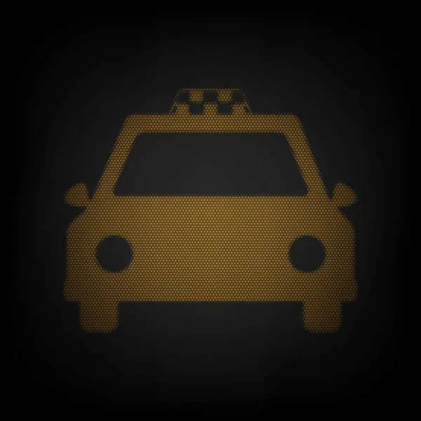 Táxi Sinal Ilustração Ícone Como Grade Pequena Lâmpada Laranja Escuridão — Vetor de Stock
