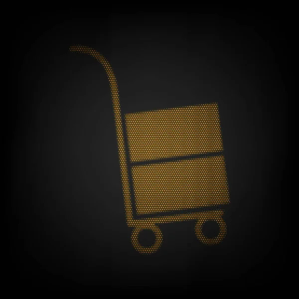 手推车标志 图标是黑暗中橙色小灯泡的网格 — 图库矢量图片