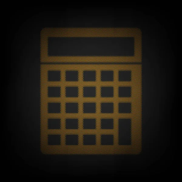 Calculator Eenvoudig Teken Ikoon Als Raster Van Kleine Oranje Gloeilamp — Stockvector