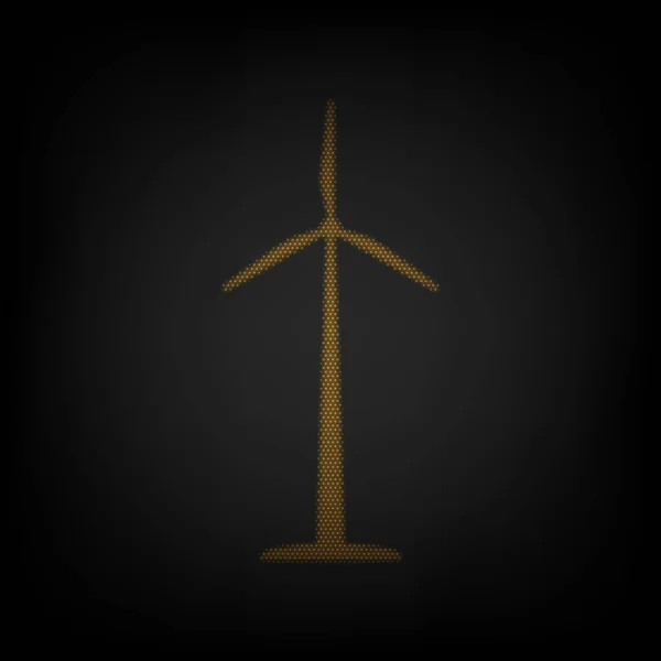 Wind Turbine Logo Sign Icon Grid Small Orange Light Bulb — Stock Vector