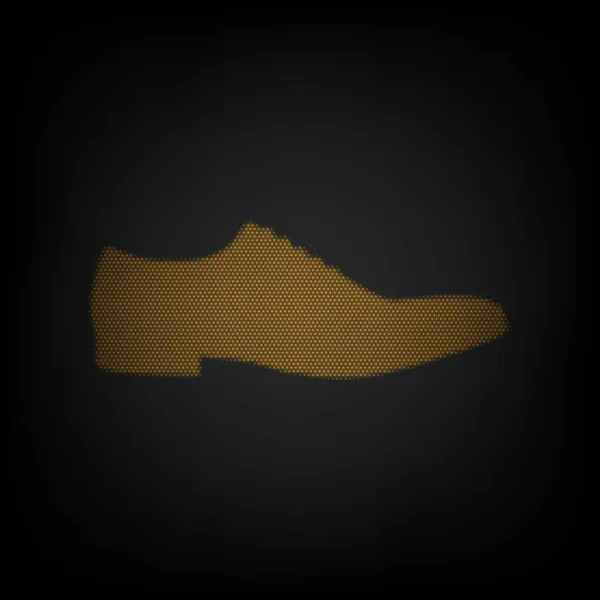 Знак Мужской Обуви Икона Виде Сетки Маленькой Оранжевой Лампочки Темноте — стоковый вектор