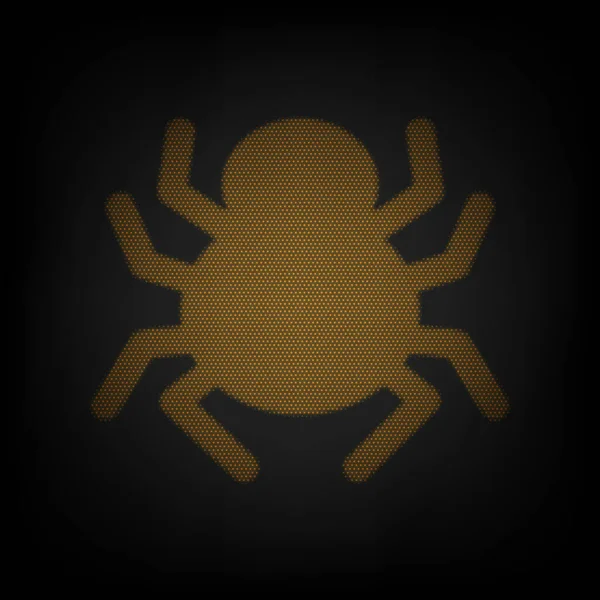 Ілюстрація Знака Павука Ікона Сітка Маленької Помаранчевої Лампочки Темряві — стоковий вектор