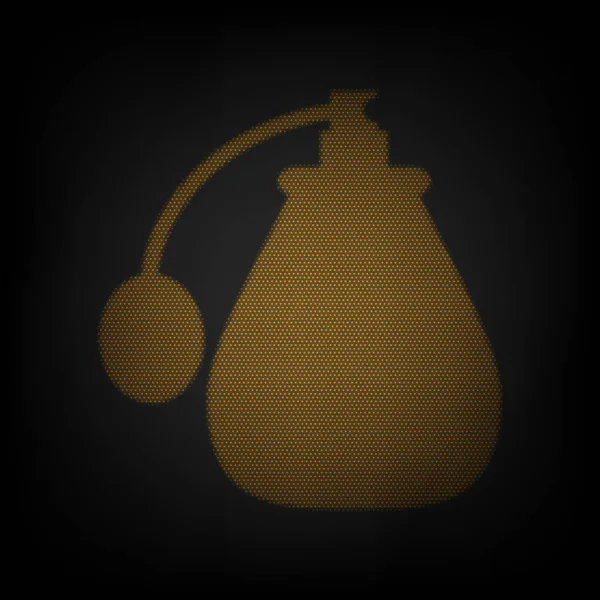 香水のアイコン 暗闇の中の小さなオレンジ色の電球のグリッドとしてのアイコン — ストックベクタ