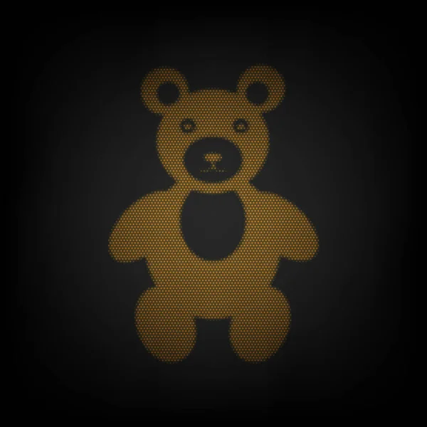 Teddybär Zeichen Illustration Ikone Als Gitter Aus Kleinen Orangen Glühbirnen — Stockvektor