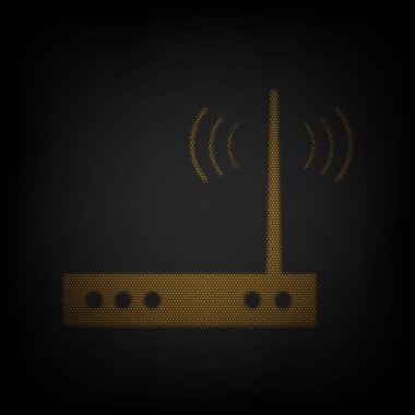 Wifi modem işareti. Karanlıktaki küçük turuncu ampulün ızgarası gibi simge.