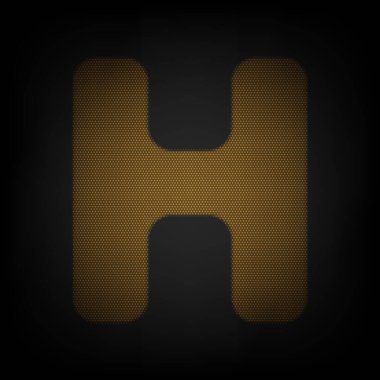 H harfi tasarım şablonu ögesi. Karanlıktaki küçük turuncu ampulün ızgarası gibi simge.