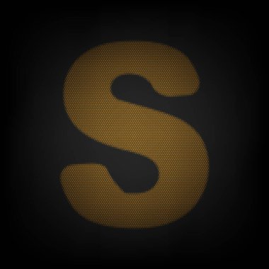 S harfi tasarım şablonu ögesi. Karanlıktaki küçük turuncu ampulün ızgarası gibi simge.