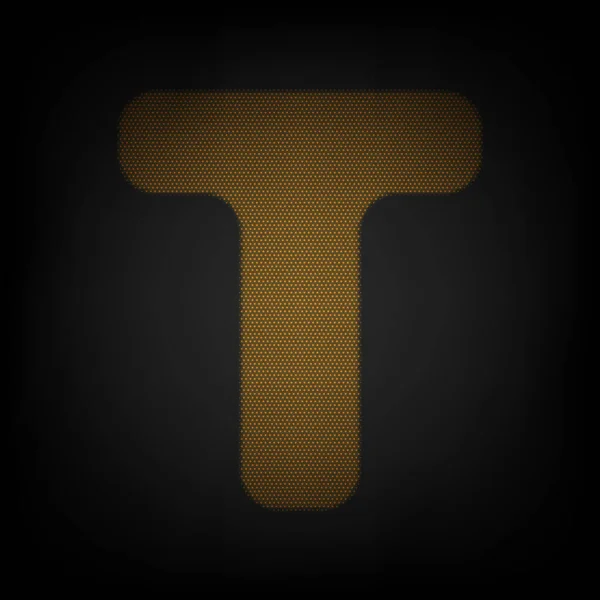 字母T符号设计模板元素 图标是黑暗中橙色小灯泡的网格 — 图库矢量图片
