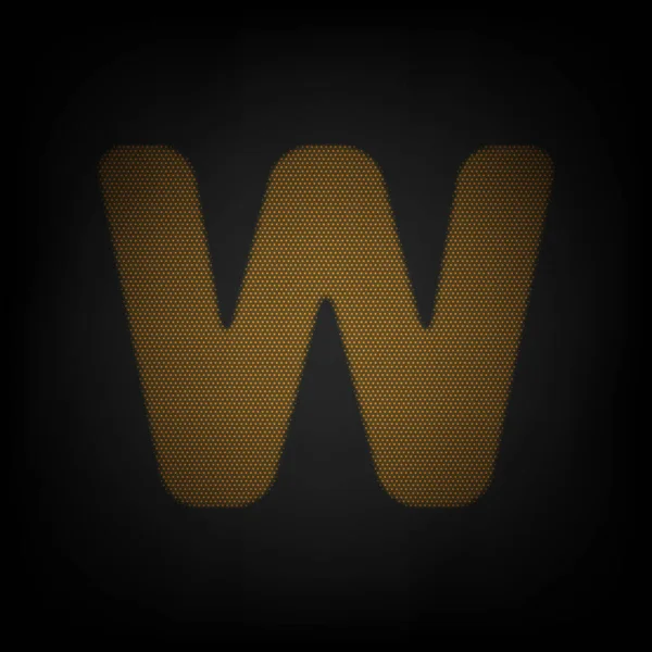 字母W符号设计模板元素 图标是黑暗中橙色小灯泡的网格 — 图库矢量图片