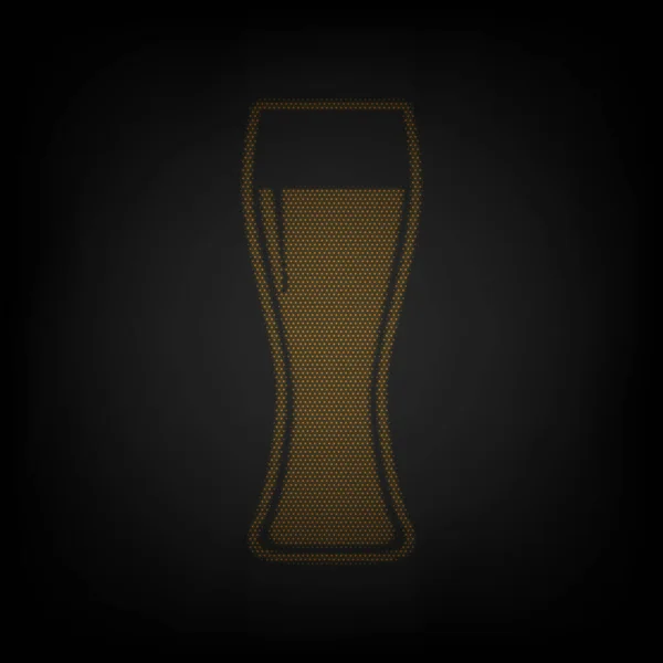 Пивний Скляний Знак Ікона Сітка Маленької Помаранчевої Лампочки Темряві — стоковий вектор