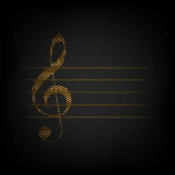 Знак Музичної Скрипки Clef Ікона Сітка Маленької Помаранчевої Лампочки Темряві — стоковий вектор