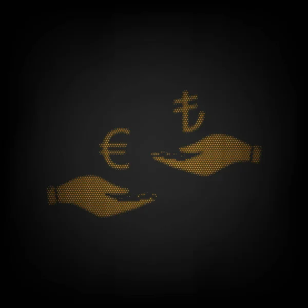 Geldwechsel Von Hand Hand Euro Und Lira Ikone Als Gitter — Stockvektor
