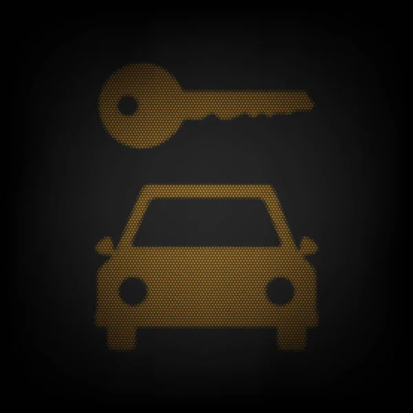 Ключ Машины Упрощенный Знак Икона Виде Сетки Маленькой Оранжевой Лампочки — стоковый вектор