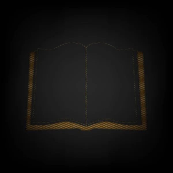 Σημάδι Βιβλίου Εικονίδιο Πλέγμα Του Μικρού Πορτοκαλί Λαμπτήρα Στο Σκοτάδι — Διανυσματικό Αρχείο
