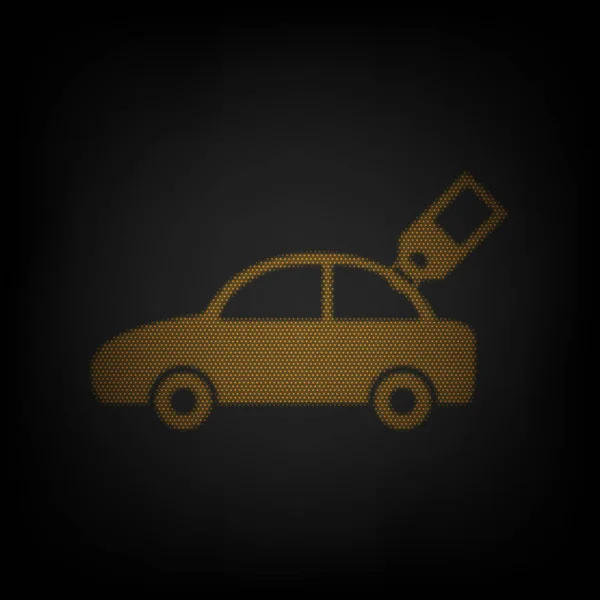 Autoschild Mit Anhänger Ikone Als Gitter Aus Kleinen Orangen Glühbirnen — Stockvektor