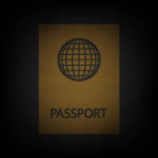 Ilustración Pasaportes Icono Como Rejilla Pequeña Bombilla Naranja Oscuridad — Vector de stock