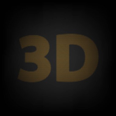 3D grafik sembolü işareti. Karanlıktaki küçük turuncu ampulün ızgarası gibi simge.