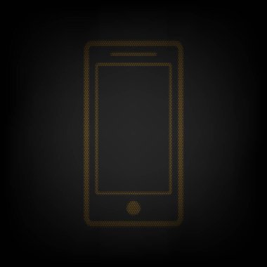 Akıllı telefon işareti. Karanlıktaki küçük turuncu ampulün ızgarası gibi simge.