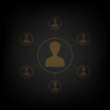 Temel bilgi elemanı işareti. Karanlıktaki küçük turuncu ampulün ızgarası gibi simge.