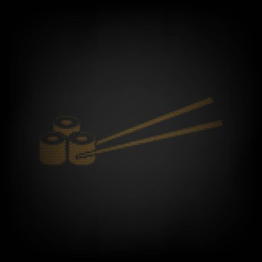 Suşi logosu, Japon suşi yuvarlama işareti. Karanlıktaki küçük turuncu ampulün ızgarası gibi simge.