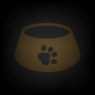 Evcil köpek kasesi tabelası. Karanlıktaki küçük turuncu ampulün ızgarası gibi simge.
