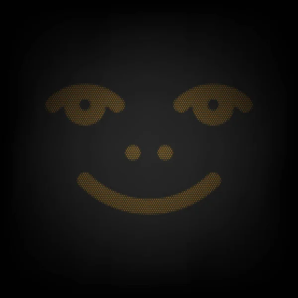 Εικόνα Χαμόγελου Εικονίδιο Πλέγμα Του Μικρού Πορτοκαλί Λαμπτήρα Στο Σκοτάδι — Διανυσματικό Αρχείο