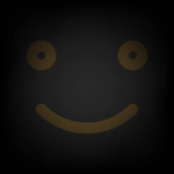 Gülümse Ikon Karanlıktaki Küçük Turuncu Ampulün Izgarası Gibi Simge — Stok Vektör