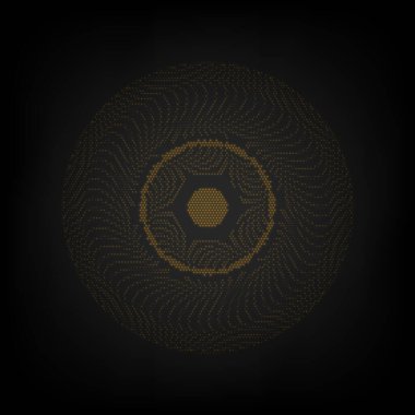 Geometrik göz mandala. Karanlıktaki küçük turuncu ampulün ızgarası gibi simge.