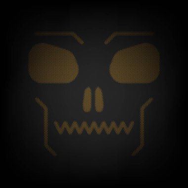 Kafatası işareti. Karanlıktaki küçük turuncu ampulün ızgarası gibi simge.