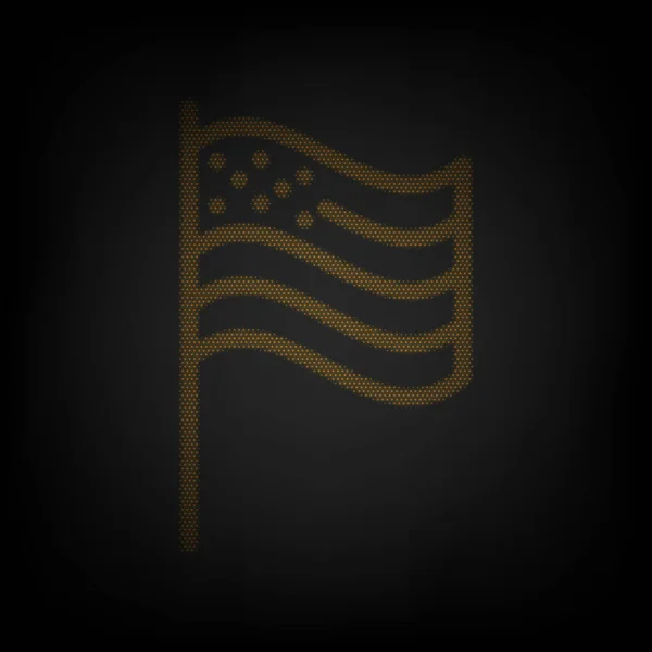 Zeichen Amerikanischer Flagge Ikone Als Gitter Aus Kleinen Orangen Glühbirnen — Stockvektor