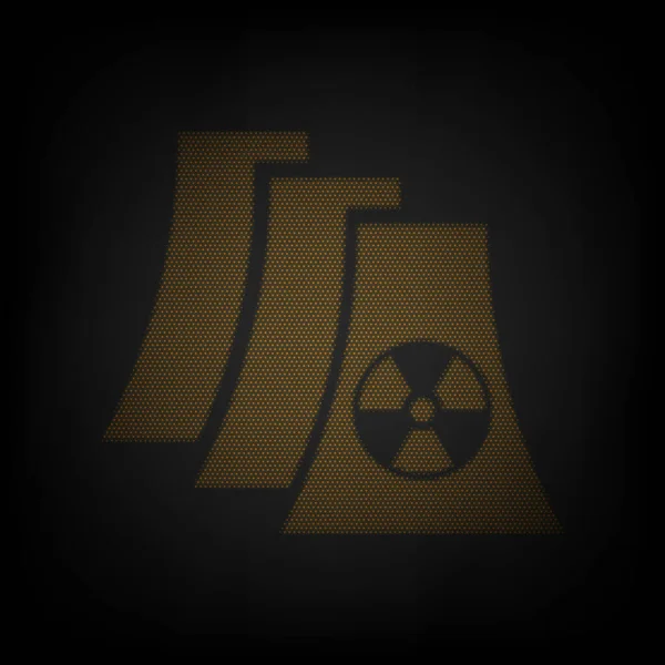 Znamení Jaderné Elektrárny Ikona Jako Mřížka Malé Oranžové Žárovky Tmě — Stockový vektor