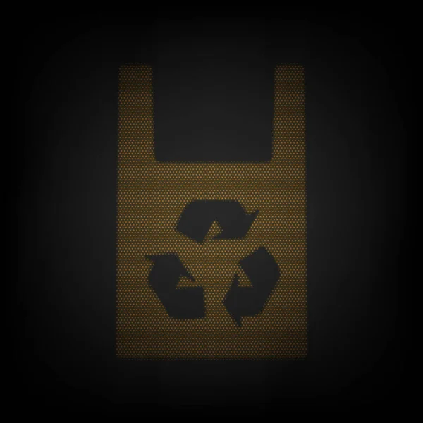 Ekologiczny Znak Recyklingu Ikona Jako Siatka Małej Pomarańczowej Żarówki Ciemności — Wektor stockowy