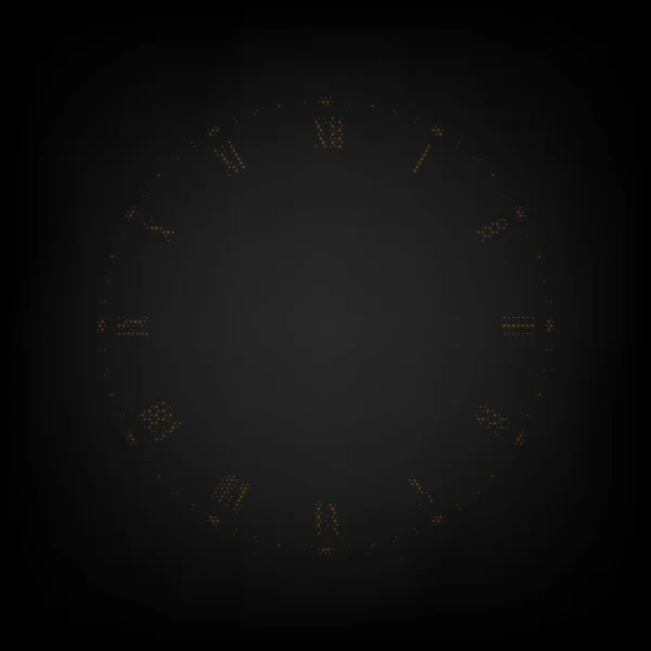 Signe Horloge Icône Comme Grille Petite Ampoule Orange Dans Obscurité — Image vectorielle