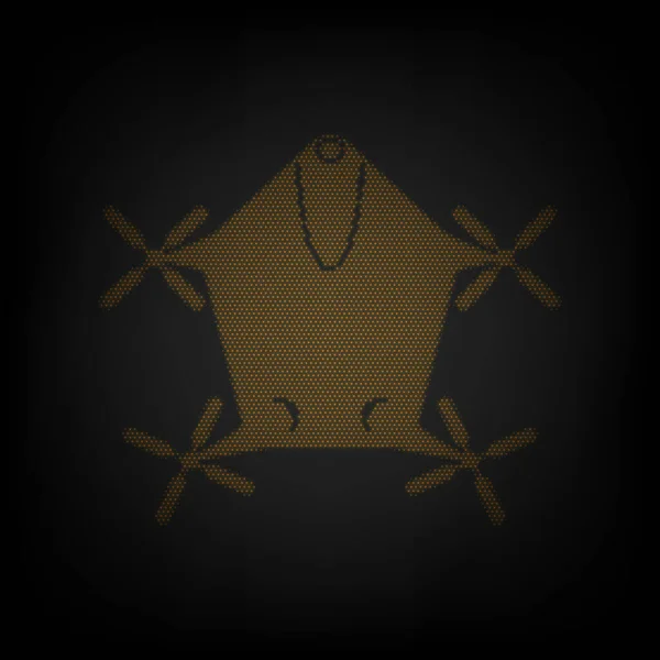 无人机四分仪的标志 图标是黑暗中橙色小灯泡的网格 — 图库矢量图片