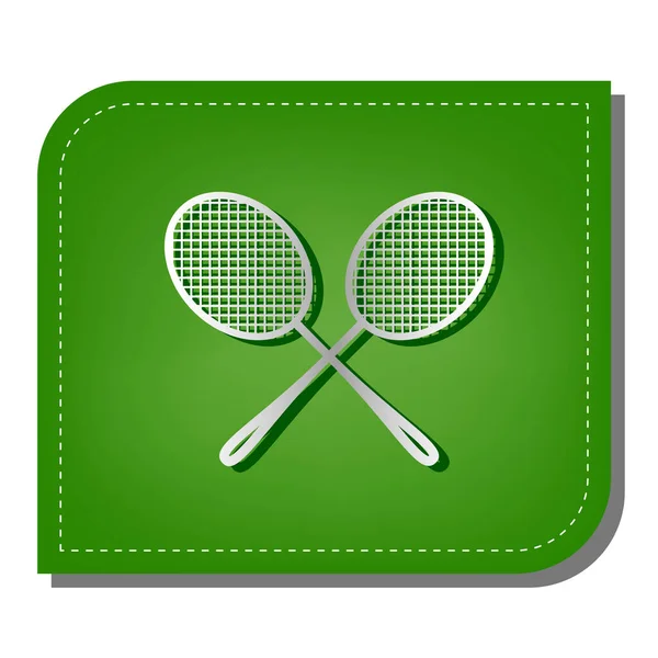 Deux Pancartes Tennis Icône Ligne Dégradé Argent Avec Ombre Vert — Image vectorielle