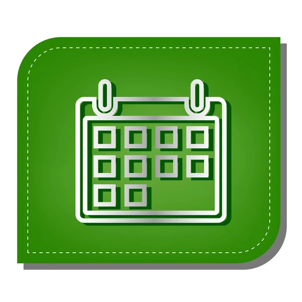 Obrázek Značky Kalendáře Stříbrný Gradient Čára Ikona Tmavě Zeleným Stínem — Stockový vektor
