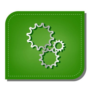 Ayarlar illüstrasyon imzalar. Yeşil yapraklı, koyu yeşil gölgeli gümüş çizgi simgesi.