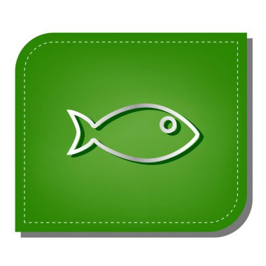 Balık burcu çizimi. Yeşil yapraklı, koyu yeşil gölgeli gümüş çizgi simgesi.