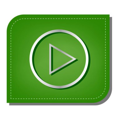 Tabela illüstrasyonunu çal. Yeşil yapraklı, koyu yeşil gölgeli gümüş çizgi simgesi.