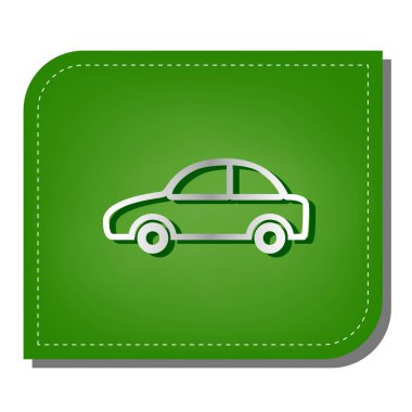 Araba tabelası çizimi. Yeşil yapraklı, koyu yeşil gölgeli gümüş çizgi simgesi.