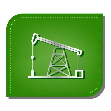 Petrol sondajı tabelası. Yeşil yapraklı, koyu yeşil gölgeli gümüş çizgi simgesi.
