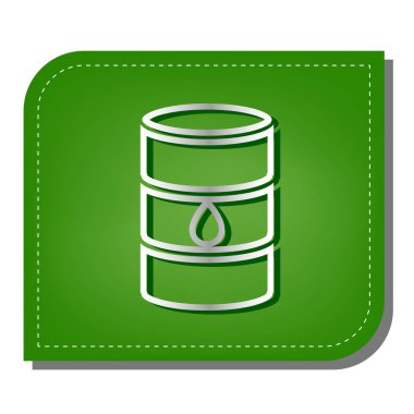 Yağ fıçısı işareti. Yeşil yapraklı, koyu yeşil gölgeli gümüş çizgi simgesi.