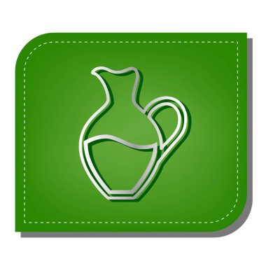 Amforo işareti. Yeşil yapraklı, koyu yeşil gölgeli gümüş çizgi simgesi.