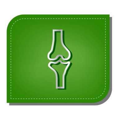 Diz eklem işareti. Yeşil yapraklı, koyu yeşil gölgeli gümüş çizgi simgesi.